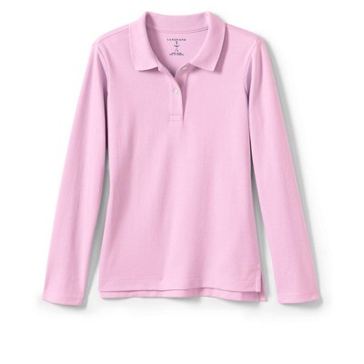 Lands' End School Uniform Girls Long Sleeve Feminine Fit Interlock Polo Shirt