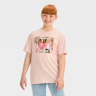Girls' Short Sleeve Oversized 'Mean Girls' Graphic T-Shirt - art class™ Light Pink L
