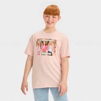 Girls' Short Sleeve Oversized 'Mean Girls' Graphic T-Shirt - art class™ Light Pink