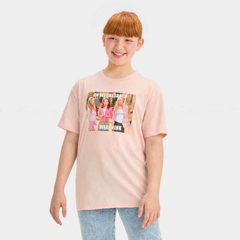 Girls' Short Sleeve Oversized 'Mean Girls' Graphic T-Shirt - art class™ Light Pink, 1 of 7