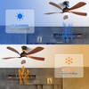 SKRAN 52"Ceiling Fans with Lights and Remote Control, Flush Mount, 5 Blades, Quiet Reversible DC Motor for Living Room, Bedroom, Patios,Black+Brown - 4 of 4