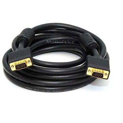 Monoprice Super VGA Cable - 15 Feet - Male to Male With Ferrites For In-Wall Installation | Gold Plated, CL2 Rated