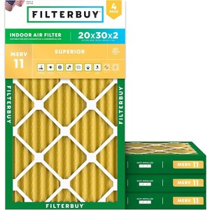 Filterbuy 20x30x2 Air Filter (4-Pack), Pleated MERV 11 Allergen Defense Replacement HVAC AC Furnace Filters (Actual Size: 19.75 x 29.75 x 1.75) - 1 of 4