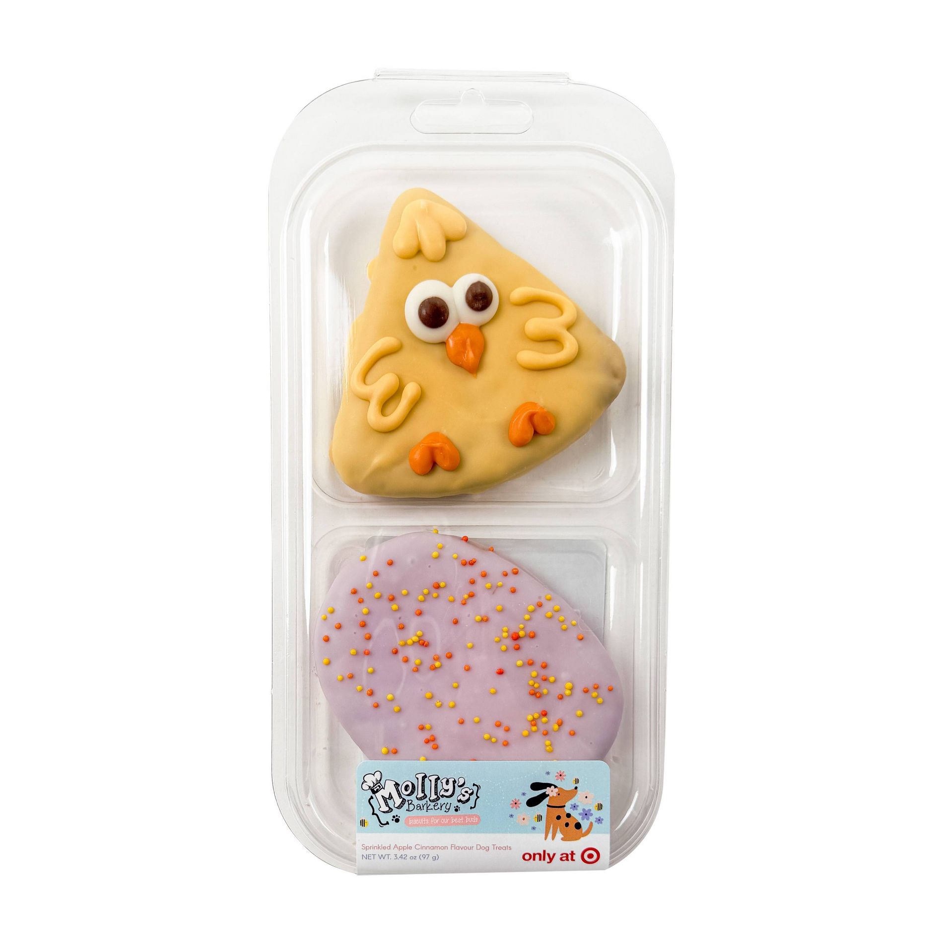 Molly's Barkery Easter Chick Apple and Cinnamon Flavor Crunchy Dog Treats - 3.42oz/2pk