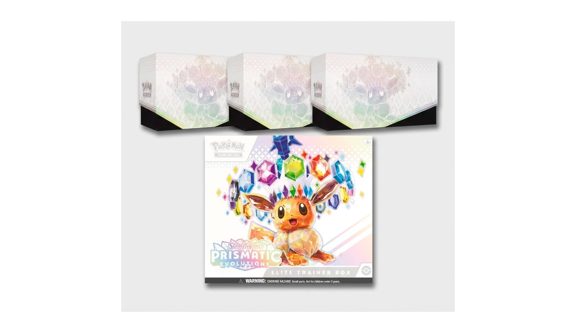 Pokémon TCG: Scarlet & Violet Prismatic Evolutions ET Box 3 Pack bundle