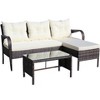 Sapphtopaz Patio Furniture Set Wicker Sectional Conversation Chairs with Cushions Coffee Table with Glass Table Top for Terrace, Garden - 4 of 4
