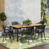 Christopher Knight Home Lorena Outdoor Acacia Wood and Resin 7 Piece Dining Set with 71" Dining Table, Black and Teak - 2 of 4