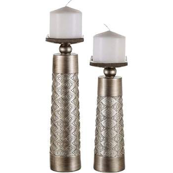 Creative Scents Decorative Silver Dublin Candle Sticks Set of 2