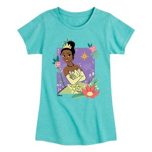 Girls' - Disney Princess - Tiana with Florals Fitted Short Sleeve Graphic T-Shirt - 1 of 4
