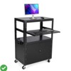Rolling/Mobile AV Cart w/Locking Cabinet Laptop Stand and Drop Leaves Height Adjustable Mobile Utility Cart Workstation - 2 of 4