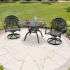 3-Piece Round Cast Aluminum Patio Set with Swivel Chairs,Brown Cushions,and Umbrella Hole - 2 of 4