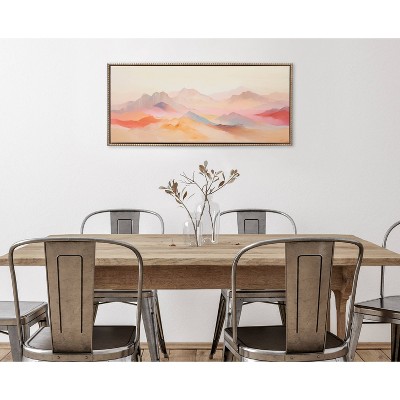 Soft Pastel Mountain Abstract Framed Canvas Wall Art