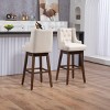 360 Degrees Swivel Bar Stool Set Of 2,Kitchen Chair With Footrest And Wood Legs,Linen Fabric Fixed Counter Height Chair-Cuddlewood - 4 of 4