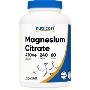 Nutricost Magnesium Citrate 420mg, 240 Veggie Capsules - 60 Servings, Gluten Free, Non-GMO, Vegetarian Friendly - 1 of 4