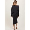 PinkBlush Charcoal Ribbed Knit Asymmetric Top Midi Skirt Maternity Set - 4 of 4
