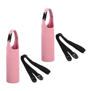 Unique Bargains Neoprene Insulated Removable Shoulder Straps Water Bottle Sling Bags 2.64"x7.28" 2 Pcs Pink - 1 of 4