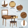 43.3" Classic Wood Makeup Vanity Set with Flip-top Mirror and Stool, Dressing Table with Three Drawers and storage space, Brown - 2 of 4
