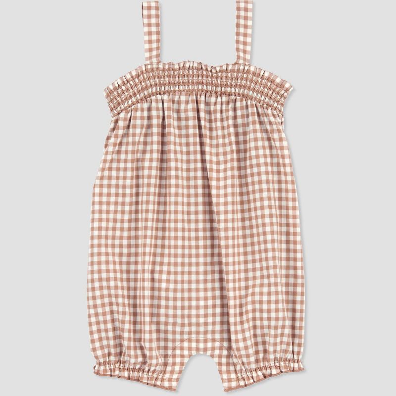 Carter&#39;s Just One You&#174; Baby Girls&#39; Gingham Romper - Brown/White, 3 of 8