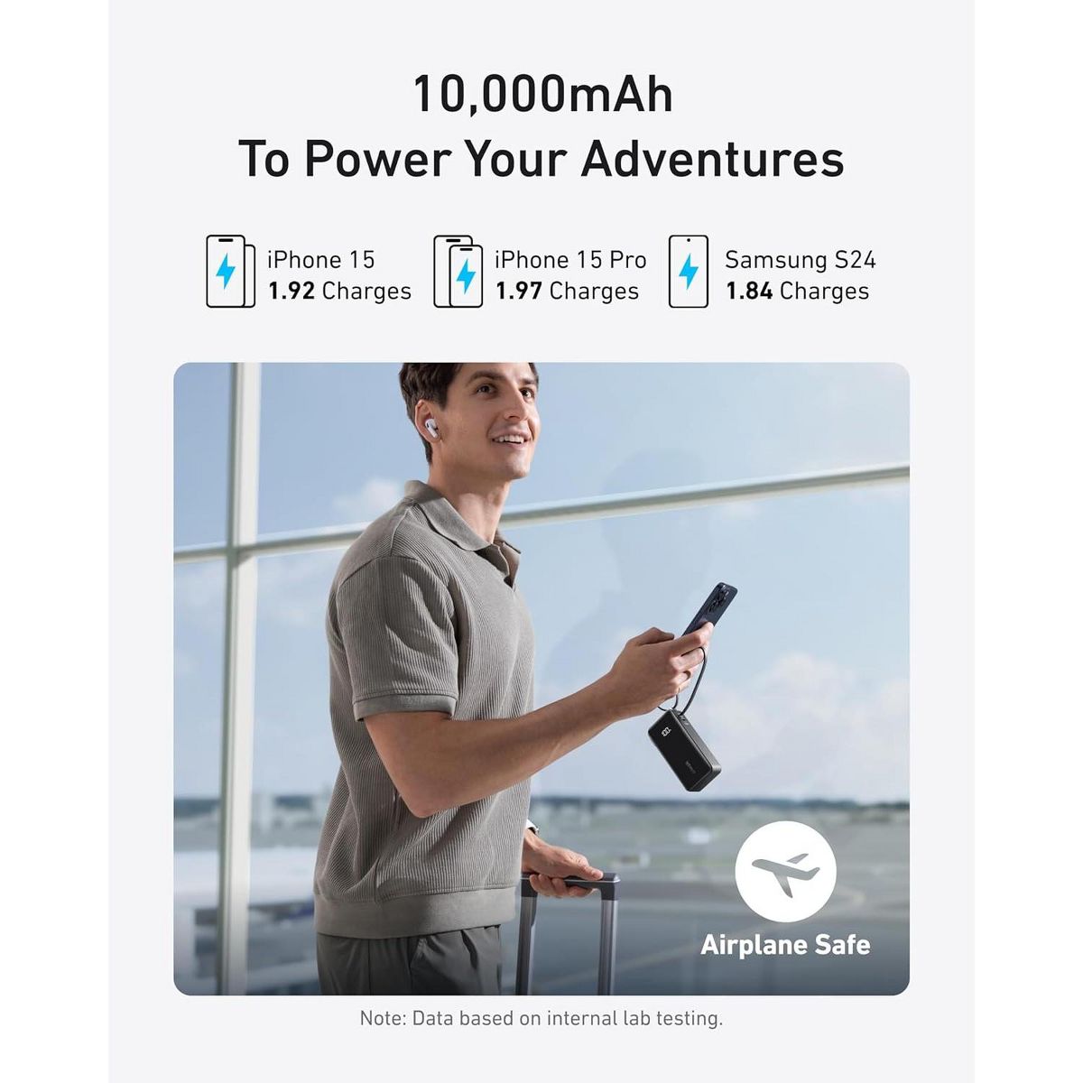 Anker Nano 3-in-1 Portable iPhone Charger, 10,000mAh Power Bank with Built-in USB-C Cable and Foldable Wall Plug, 30W Max Battery Pack - thumbnail 4