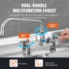 VEVOR Commercial Faucet with Pre-Rinse Sprayer, 26" Height, 8" Center, 12" Swing Spout, Deck Mount Kitchen Sink Faucet, Silver - 4 of 4