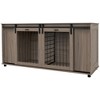 Gulches PawHut 71" Dog Crate Furniture with Removable Divider - Walnut, Double Doors - 3 of 4