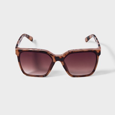 Women's Plastic Square Tortoise Shell Sunglasses - A New Day™ Assorted Beiges