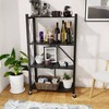 4 Tier Foldable Storage Shelf with Wheels Heavy Duty Metal Steel Black Kitchen Pantry Office Rolling Utility Rack Loads 600 LBS - 2 of 4