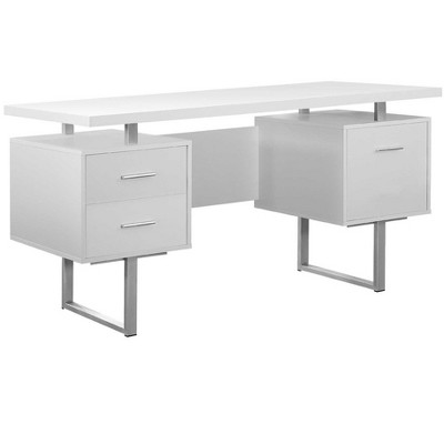24" Black and Silver Computer Desk With Three Drawers