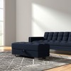 HomeRoots 52" Dark Blue and Brown Chenille Tufted Storage Ottoman - 2 of 4