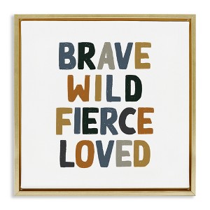 Stupell Industries Brave Wild Fierce Inspirational Floating Frame Canvas Art, Gold, 18" x 18" - 1 of 4