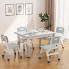 Height Adjustable Kids Table and 4 Chairs Set with Erasable Graffiti Desktop - 2 of 4