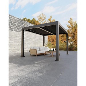All-Aluminum Louvered Pergola, Outdoor Pergola with Adjustable Louvered Roof, Reinforced Frame, Integrated Drainage System, Hardtop Gazebo for Patio - 1 of 4