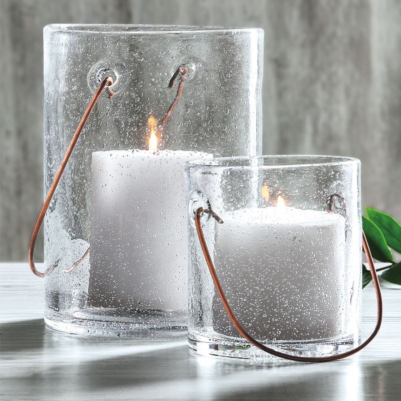 tagltd Bubble Clear Glass Pillar Candle Holder with Copper Handle Large, 5.0L x5.0W x 9.0H, 2 of 3