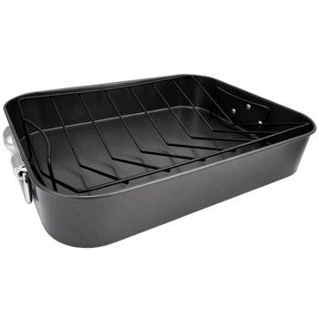 Hutchinson 8.5 qt. 18 in. Oval Stainless Steel Roasting Pan with Rack