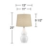 360 Lighting Jane Modern Table Lamps 25" High Set of 2 White Ceramic Burlap Fabric Drum Shade for Bedroom Living Room House Bedside Nightstand Office - 4 of 4