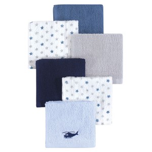 Hudson Baby Infant Boy Super Soft Cotton Washcloths, Helicopter, One Size - 1 of 1
