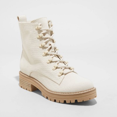 cream combat boots