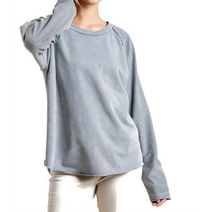 Women's Mineral Washed Raw Hem Top - umgee - 1 of 4