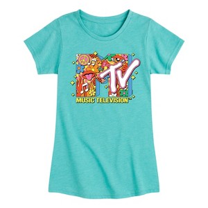 Girls' - MTV - Logo Retro Collage Fitted Short Sleeve Graphic T-Shirt - 1 of 4