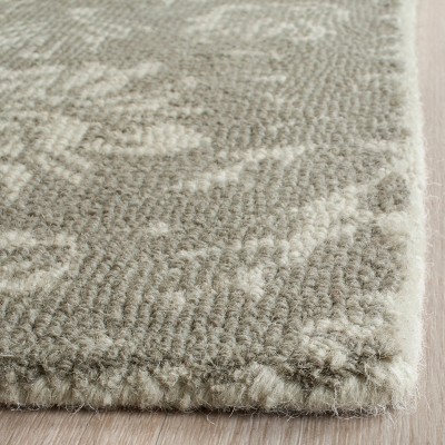 Handmade Tufted Light Sage and Grey Wool Area Rug, 6' x 6'