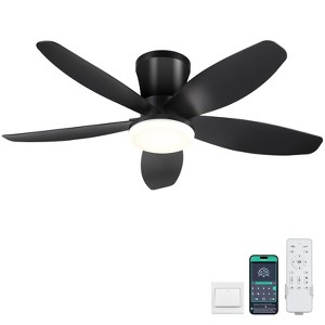 36 or 42 or 48 inch Low Profile Flush Mount Ceiling Fan with LED Light - 1 of 3