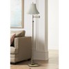360 Lighting Traditional Swing Arm Floor Lamp 70" Tall Antique Brass Imperial Scalloped Creme Fabric Bell Shade for Living Room Reading - 2 of 3