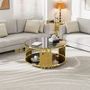 Dolonm Round Glass Coffee Table for Living Room - 35.43" Modern Center Table with Gold Legs & Tempered Glass Top, Stainless Steel Base - 3 of 4