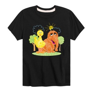 Boys' - Sesame Street - Scribble Big Bird Snuffleupagus Short Sleeve Graphic T-Shirt - 1 of 4