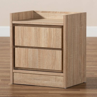 Hale Oak Brown 2-Drawer Modern Nightstand