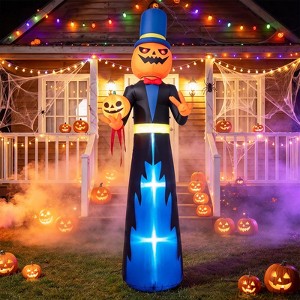 Costway 10 FT Blow Up Pumpkin Head Man with Rotating Head, Top Hat ...