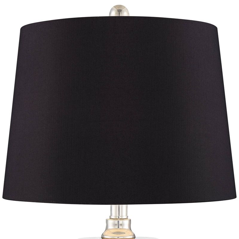 Regency Hill Luca Modern Table Lamps 25 1/2" High Set of 2 Clear Glass with USB Charging Port Black Faux Silk Shade for Bedroom Living Room Home Desk, 2 of 8