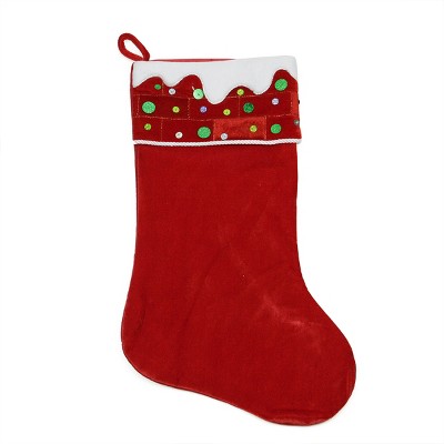 Northlight 24" Large Red and White Sequined Velveteen Christmas Stocking