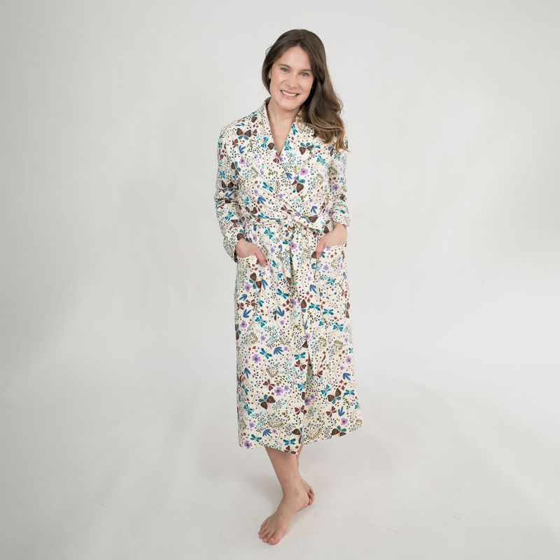 Of an Origin Organic Cotton Stretch Women's Lounge Robe in Botanical Floral Print, 1 of 5