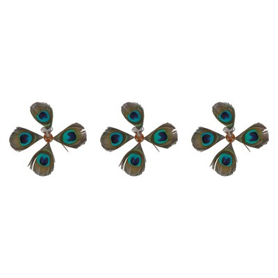 Unique Bargains Cat Feather Plaything Cat Wand Replacement Feathers Peacock Green 3 Pcs